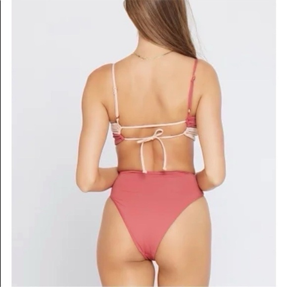 L*Space Women’s Color Block Nancy Lee Bitsy Bikini Bottom Brick Champagne - Picture 7 of 11